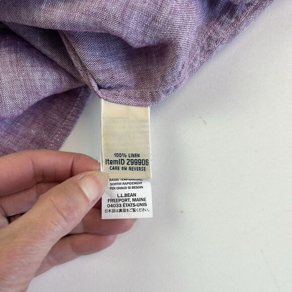 LL Bean Washable Linen Tunic Shirt L Button Up Coastal Grandma Resort Classic - Picture 8 of 9